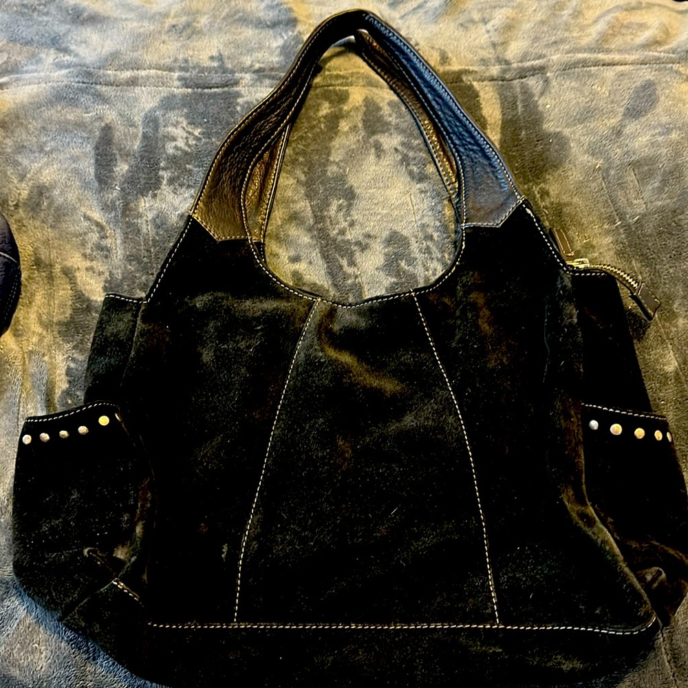 J Jill Black Suede vintage Hobo Pocketbook